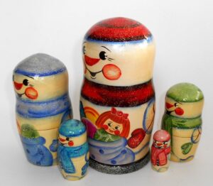 Snowman with toys nesting Doll Babooshki s