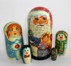 Santa with beautiful girl nesting Doll Babooshki s