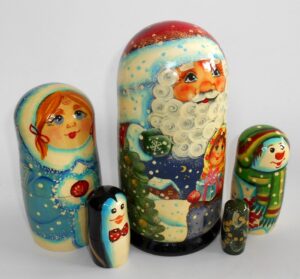 Santa with beautiful girl nesting Doll Babooshki s