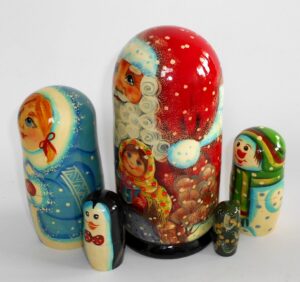 Santa with beautiful girl nesting Doll Babooshki s