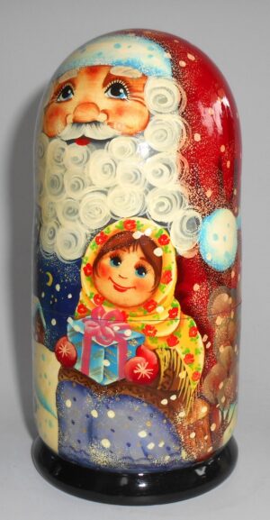 Santa with beautiful girl nesting Doll Babooshki s