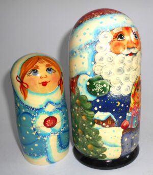 Santa with beautiful girl nesting Doll Babooshki s