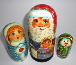 Santa with beautiful girl nesting Doll Babooshki s
