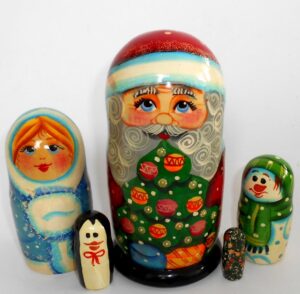 Santa with tree bright decor nesting Doll Babooshki s