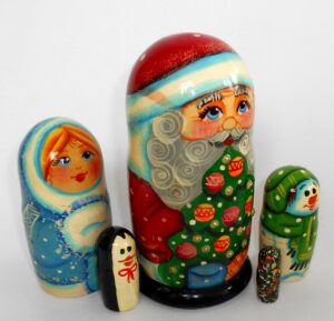 Santa with tree bright decor nesting Doll Babooshki s