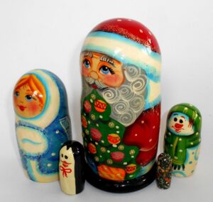 Santa with tree bright decor nesting Doll Babooshki s