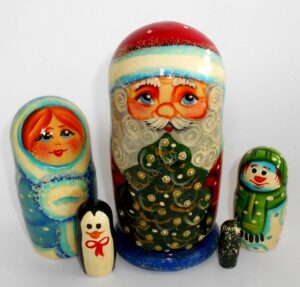 Santa with dark tree nesting Doll Babooshki s