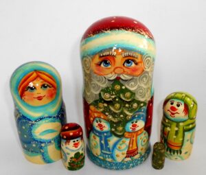 Santa with 2 snowmen nesting Doll Babooshki s