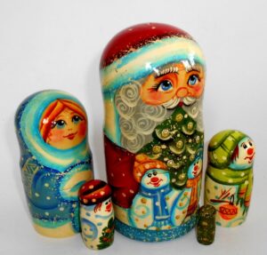 Santa with 2 snowmen nesting Doll Babooshki s