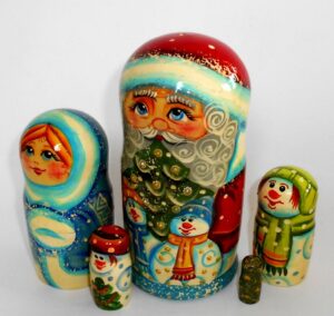 Santa with 2 snowmen nesting Doll Babooshki s