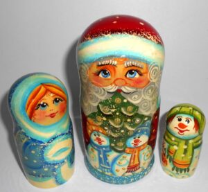 Santa with 2 snowmen nesting Doll Babooshki s