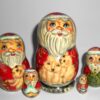 Santa with Polar  Bear fatty Babushka Matryoshka nesting Doll Babooshki Babushkas