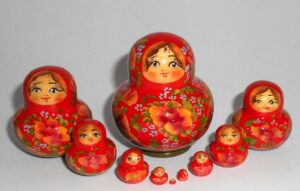 MINI in red and blue 10-set TINY Babushka Matryoshka nesting Doll Babooshki Babushkas
