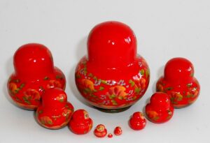 MINI in red and blue 10-set TINY nesting Doll Babooshki s