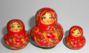 MINI in red and blue 10-set TINY nesting Doll Babooshki s
