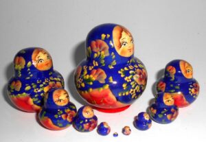 MINI in blue and red 10-set TINY nesting Doll Babooshki s