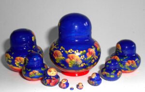 MINI in blue and red 10-set TINY nesting Doll Babooshki s
