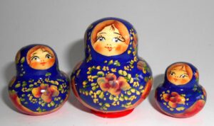 MINI in blue and red 10-set TINY nesting Doll Babooshki s