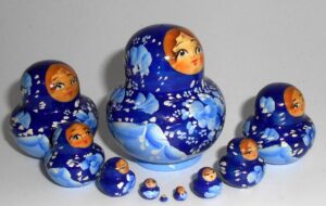MINI in blue gzhel 10-set TINY nesting Doll Babooshki s