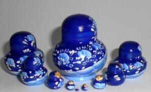 MINI in blue gzhel 10-set TINY nesting Doll Babooshki s