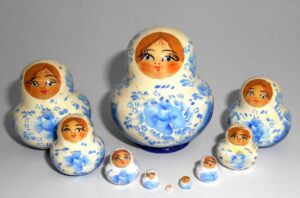 MINI in white/blue gzhel 10-set TINY Babushka Matryoshka nesting Doll Babooshki Babushkas