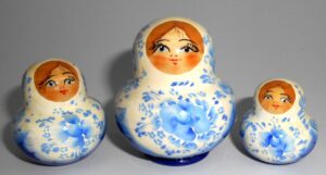 MINI in white/blue gzhel 10-set TINY nesting Doll Babooshki s