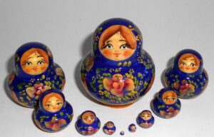 MINI in blue and gold 10-set TINY nesting Doll Babooshki s
