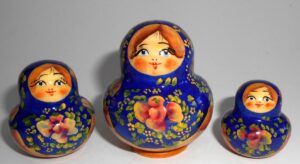 MINI in blue and gold 10-set TINY nesting Doll Babooshki s