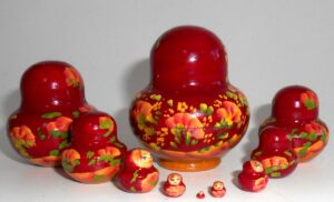 MINI in burgundy and gold 10-set TINY nesting Doll Babooshki s