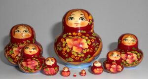 MINI in burgundy and blue 10-set TINY nesting Doll Babooshki s