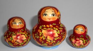 MINI in burgundy and blue 10-set TINY nesting Doll Babooshki s