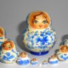 MINI in white and blue 10-set TINY nesting Doll Babooshki s