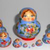 MINI in light blue and red 10-set TINY nesting Doll Babooshki s