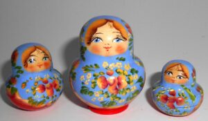 MINI in light blue and red 10-set TINY nesting Doll Babooshki s
