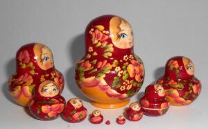 MINI in burgundy and gold 10-set TINY nesting Doll Babooshki s