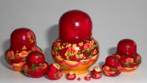 MINI in burgundy and gold 10-set TINY nesting Doll Babooshki s