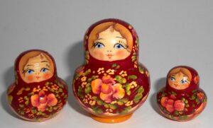 MINI in burgundy and gold 10-set TINY nesting Doll Babooshki s