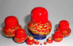 MINI in red and blue 10-set TINY nesting Doll Babooshki s