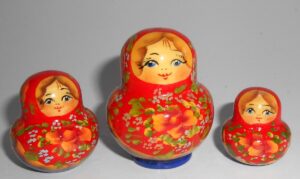 MINI in red and blue 10-set TINY nesting Doll Babooshki s