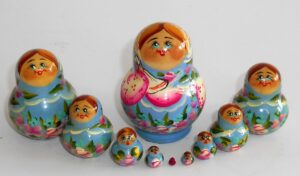 MINI in blue 10-set TINY Babushka Matryoshka nesting Doll Babooshki Babushkas