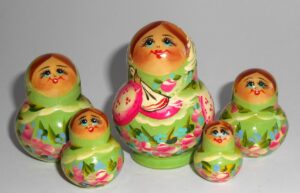 MINI in green 10-set TINY nesting Doll Babooshki s