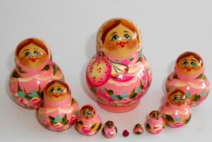 MINI in light pink 10-set TINY Babushka Matryoshka nesting Doll Babooshki Babushkas