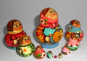 MINI with Samovar 10-set TINY nesting Doll Babooshki s