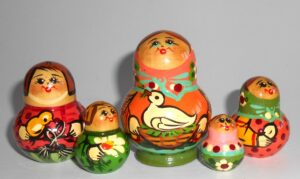 MINI with white gooze 10-set TINY nesting Doll Babooshki s