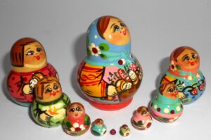 MINI with mashroom basket 10-set TINY nesting Doll Babooshki s