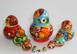 MINI with mashroom basket 10-set TINY nesting Doll Babooshki s