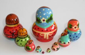 MINI with mashroom basket 10-set TINY nesting Doll Babooshki s