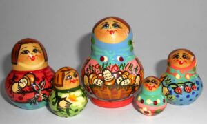 MINI with mashroom basket 10-set TINY nesting Doll Babooshki s