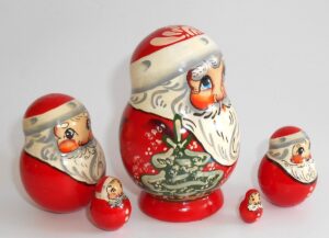 Santa fatty with tree small nesting Doll Babooshki s