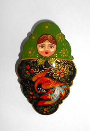 Hairclip "Firebird" green scarf Babushka Matryoshka Babooshki Babushkas